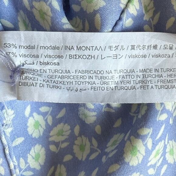 Zara Micro Floral Crop Top Size Small Button Front Ruffle Neckline Straps Lined - Picture 4 of 9